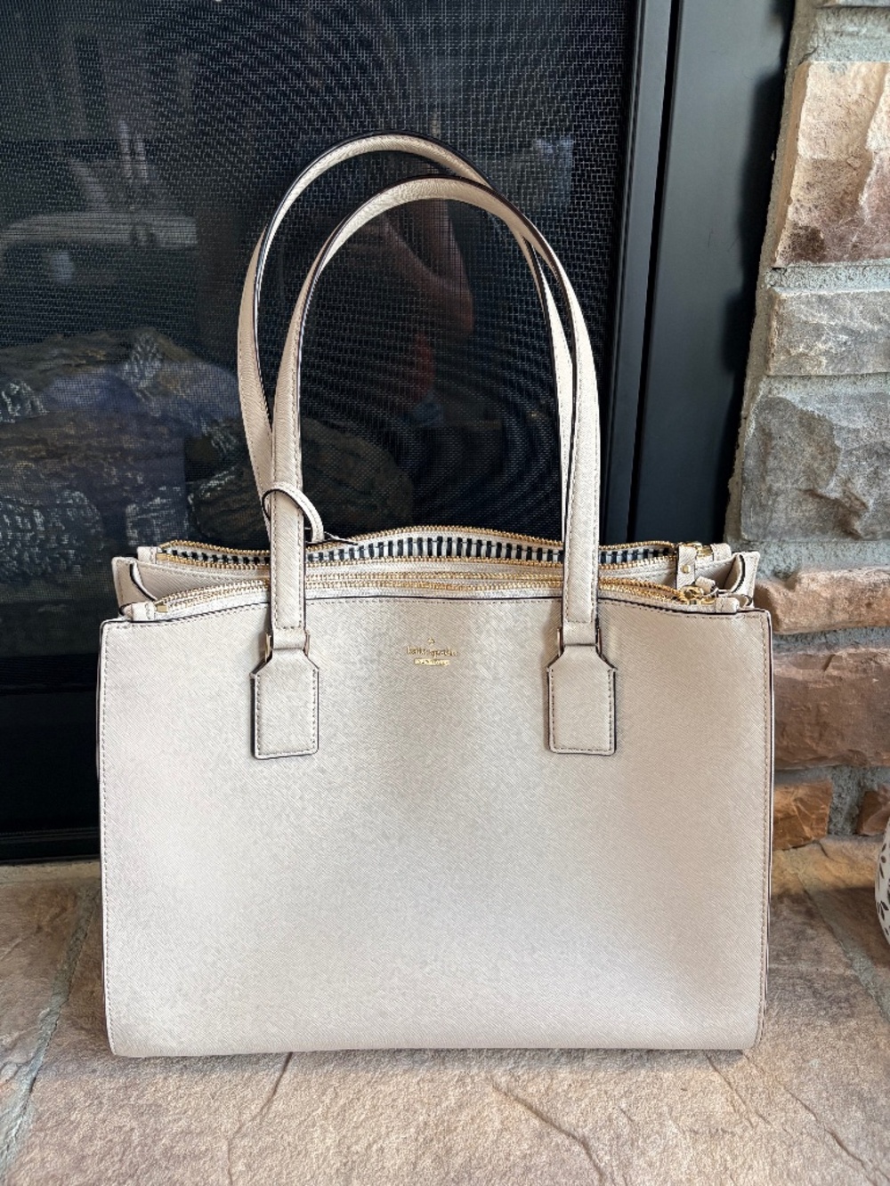 Kate Spade Cameron Street Jensen Large Leather Tote Satchel Ivory